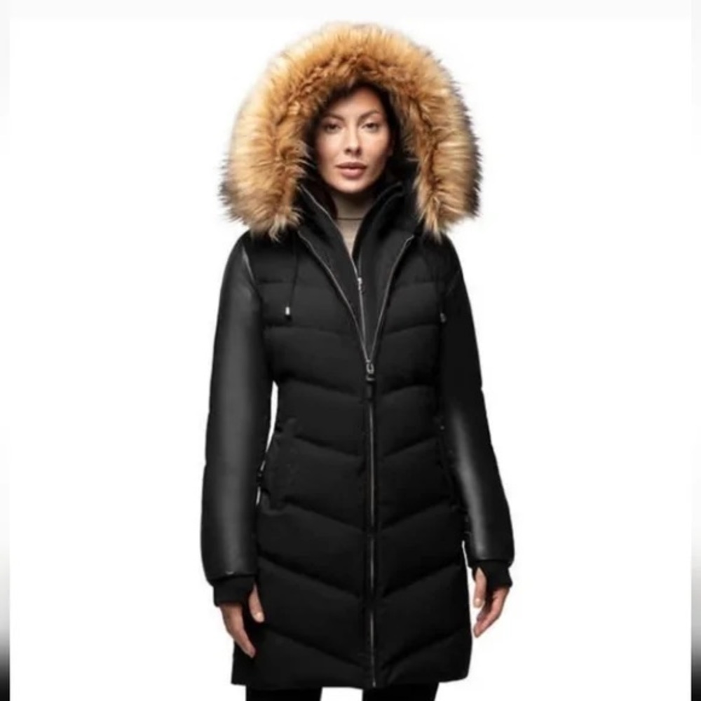 RUDSAK Black Puffer Coat with Fur Trim